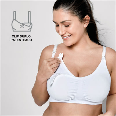 Sutiã de Amamentação e Extração Medela 3 em 1 Branco - Abertura Com Clip Duplo