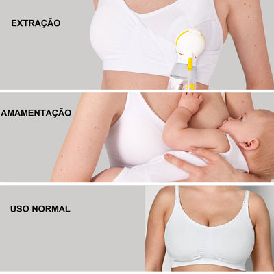Sutiã de Amamentação e Extração Medela 3 em 1 Branco - Amamentar é Uma Jornada